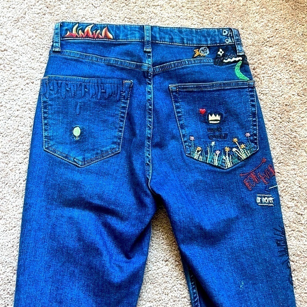 TOPSHOP MOTO Embroidered JAMIE skinny JEANS